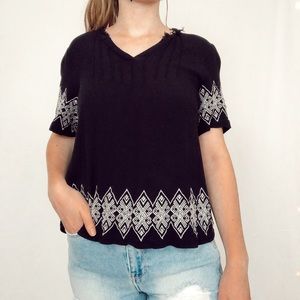 Blue and white blouse